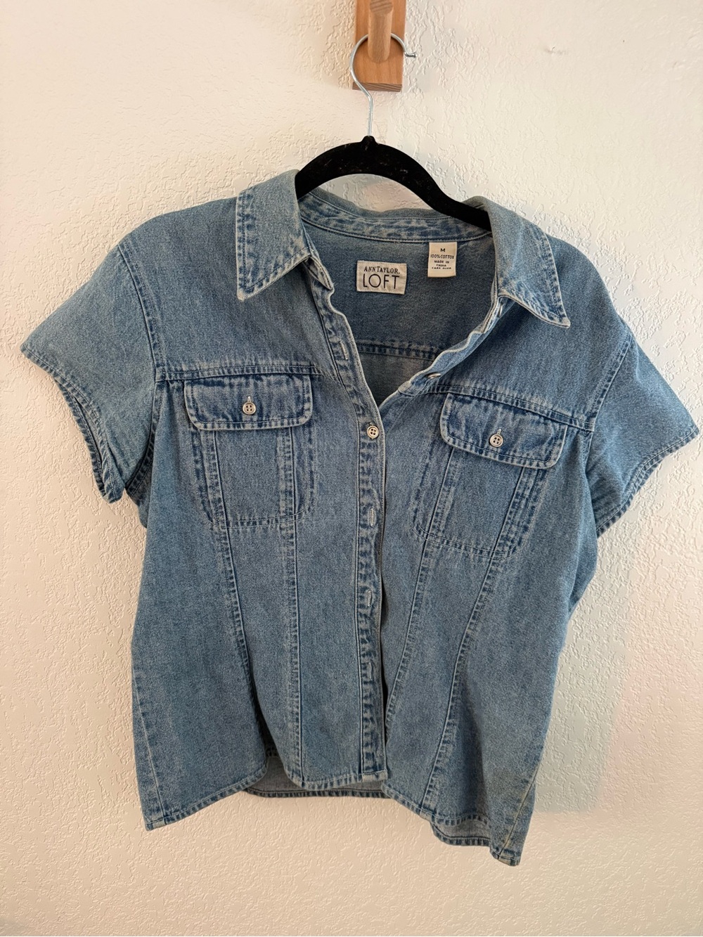Vintage Ann Taylor Light Blue Denim Button-Front Shirt